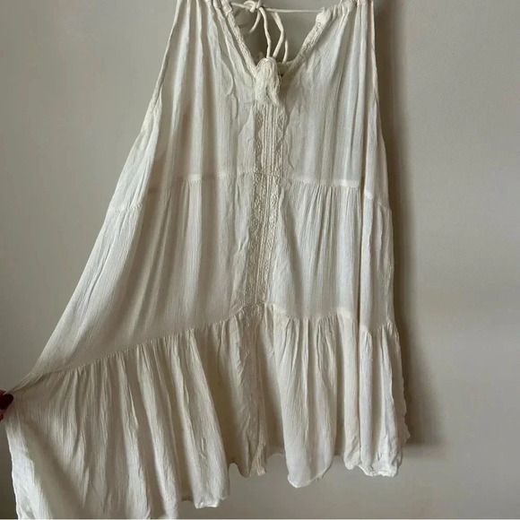 Raviya Cream Ivory Slip Sleeveless Mini Boho Embroidered Babydoll Dress Small - Picture 2 of 7
